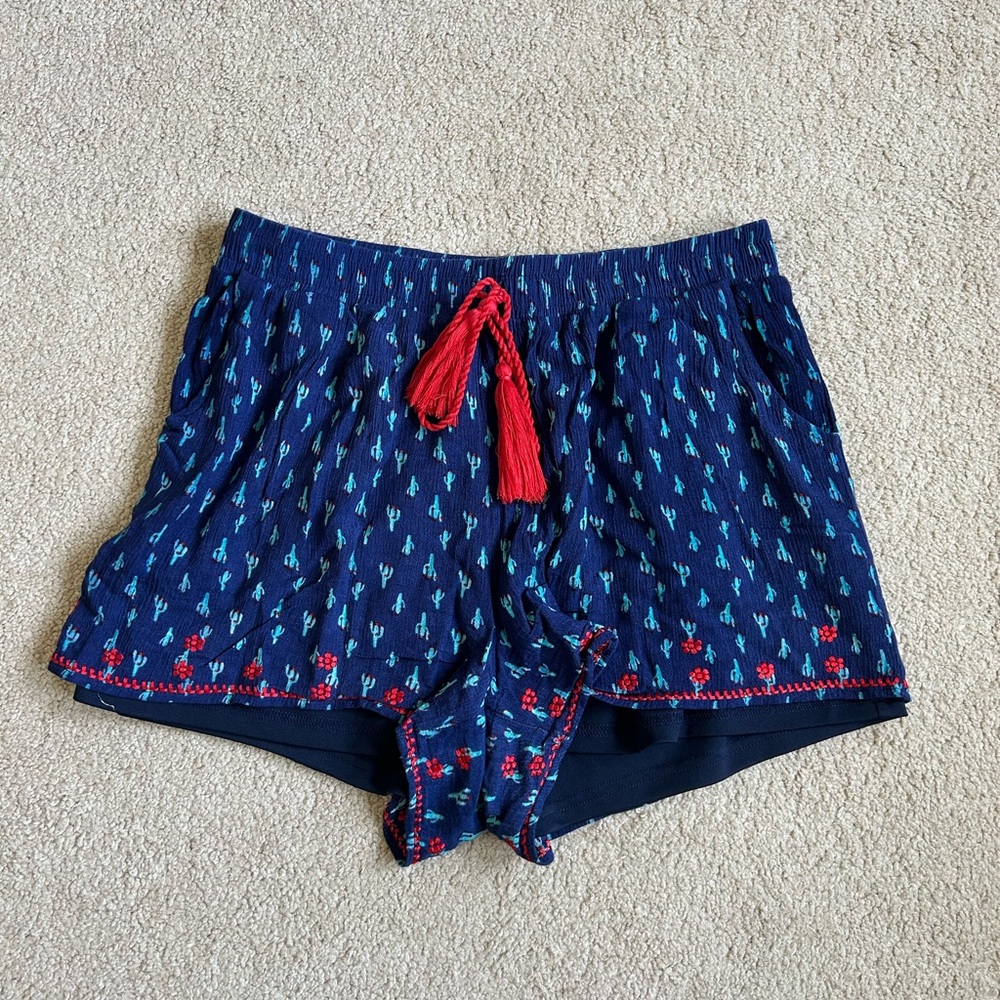 Navy Shorts with Red and Cactus print